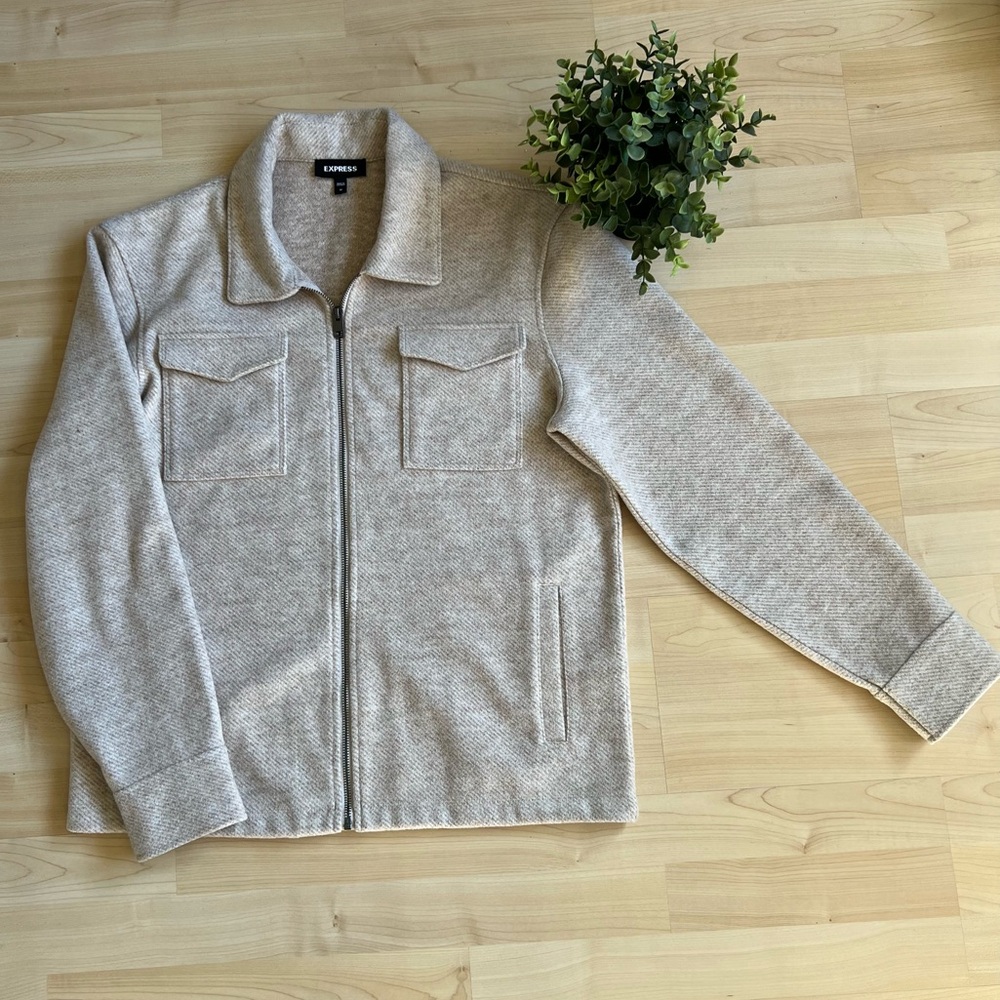 Express Men's Tan Zip-Up Sweater